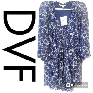 DVF DIANE VON FURSTENBERG BNWT Fleurette Silk Chiffon Mini Dress Tunic SZ 4